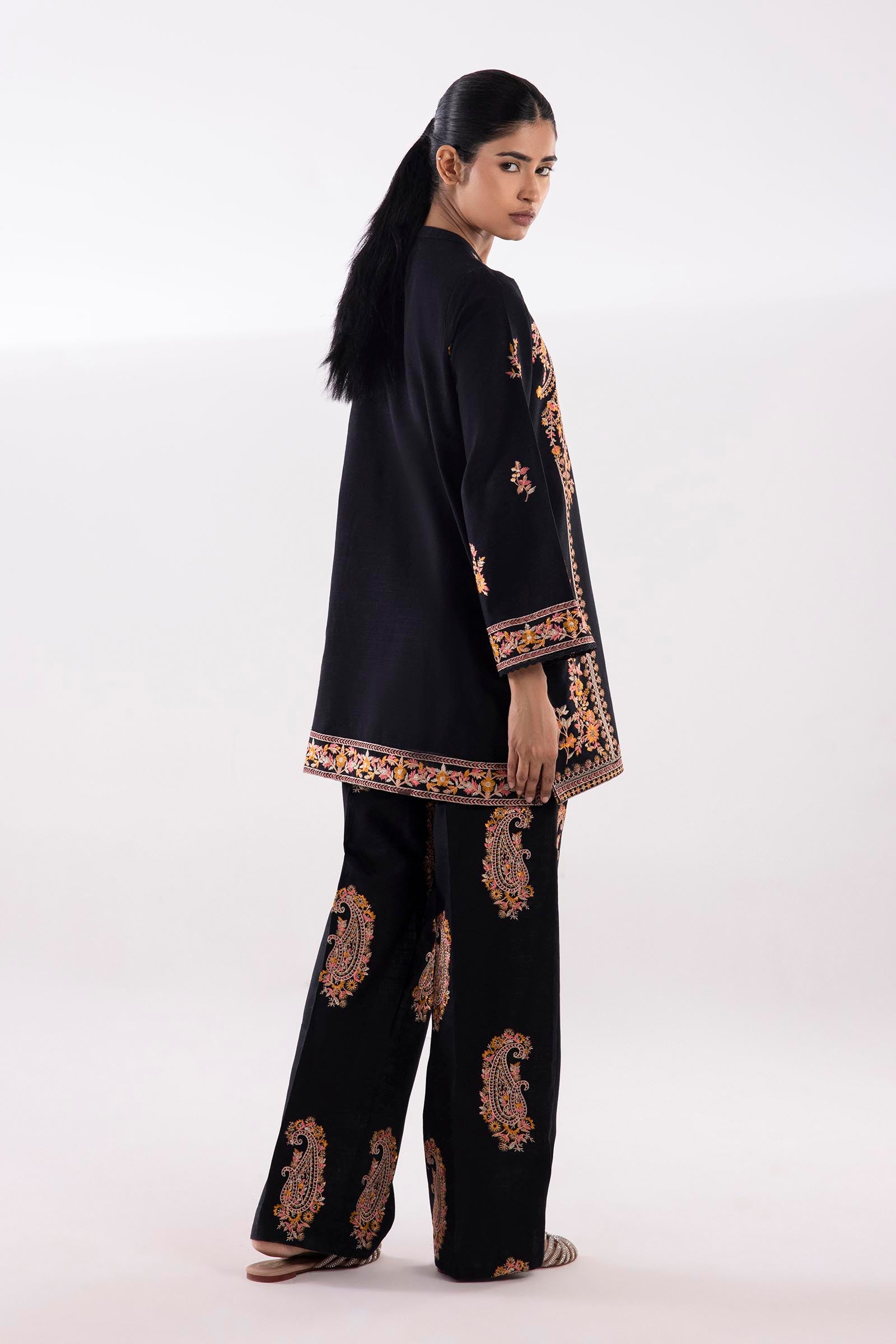 Stitched Embroidered Khaddar Shirt + Culotte Secondary image