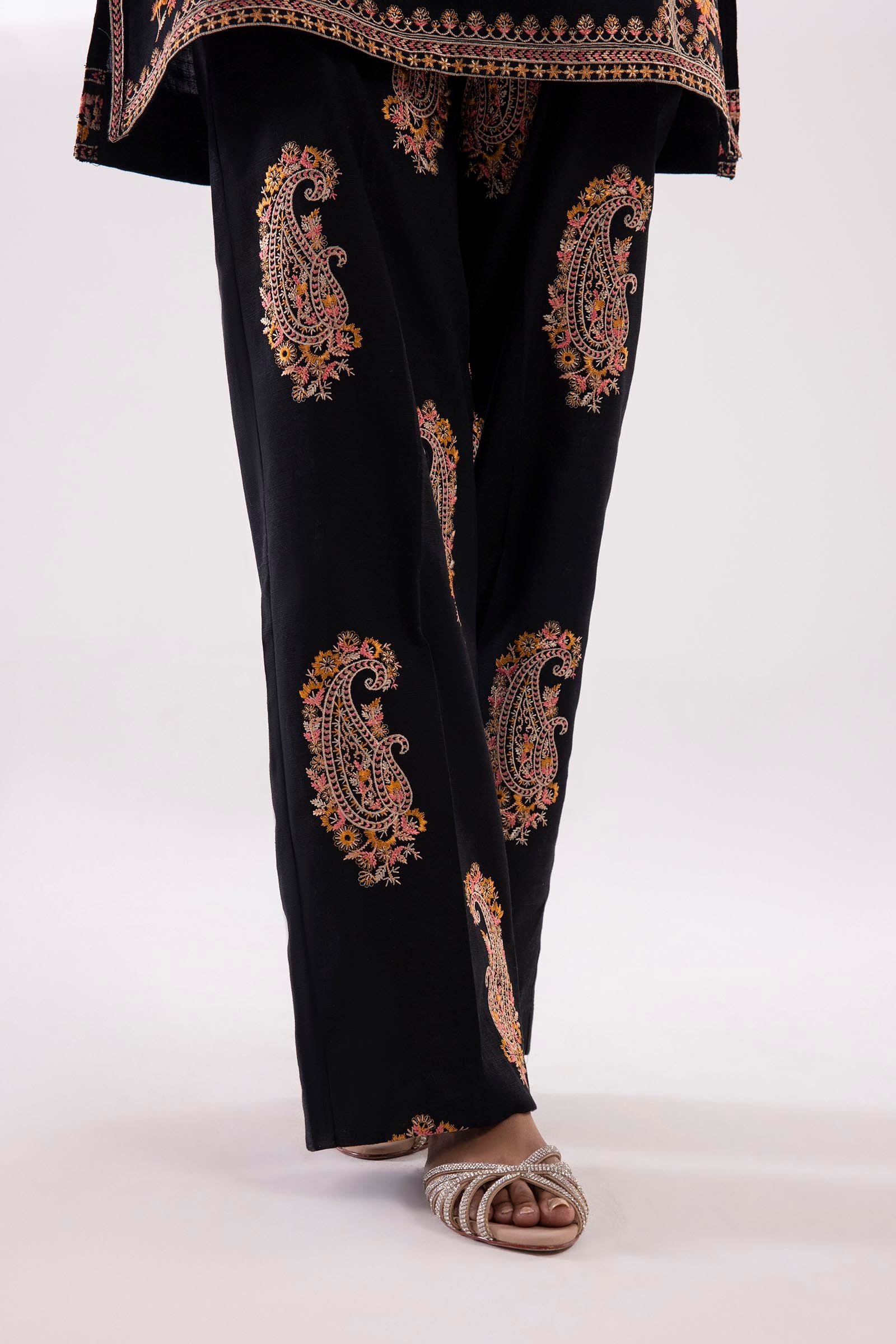 Stitched Embroidered Khaddar Shirt + Culotte