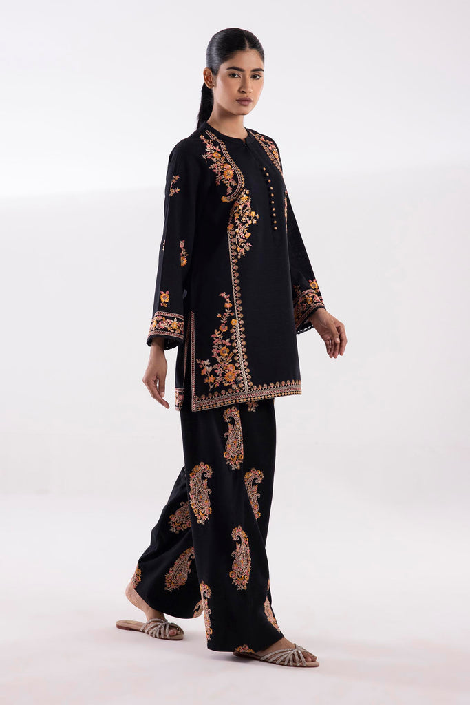 Stitched Embroidered Khaddar Shirt + Culotte