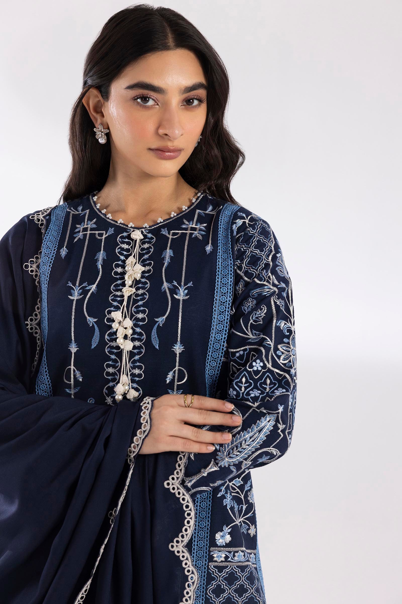 Stitched Embroidered Khaddar Suit Secondary image