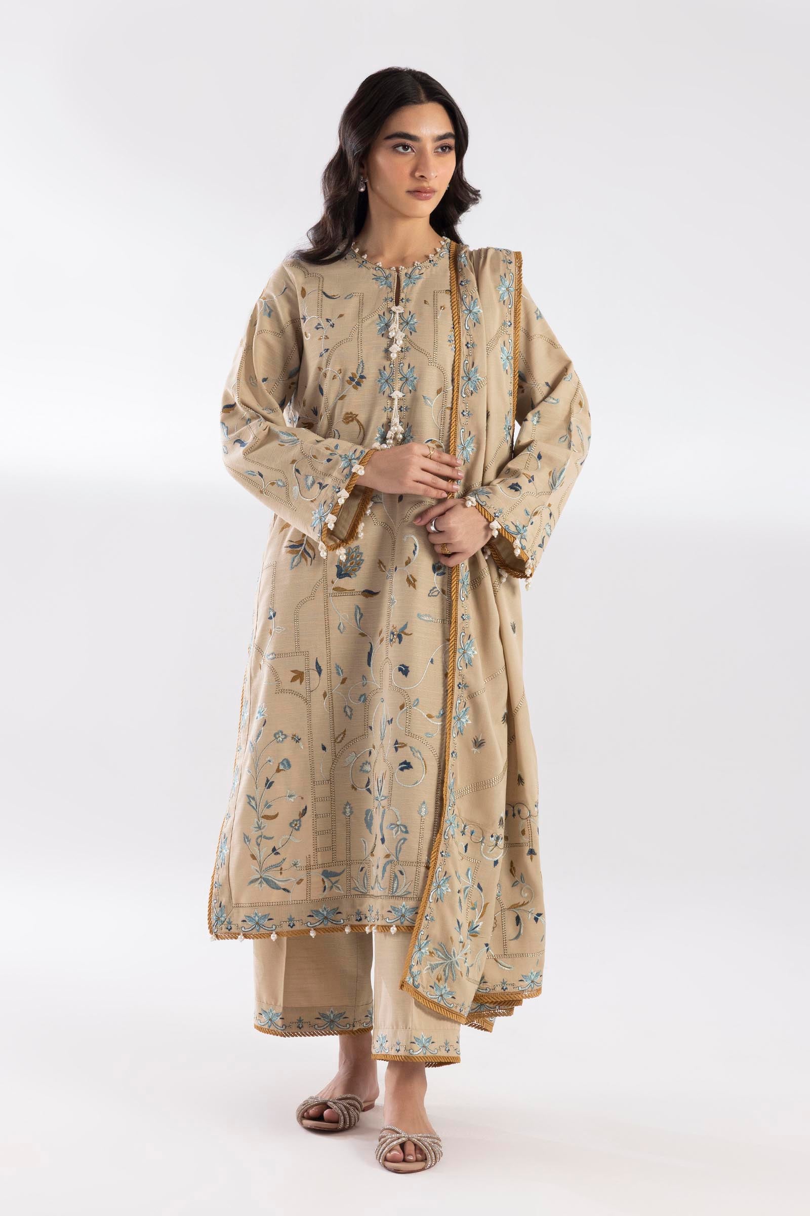 Stitched Embroidered Khaddar Suit Main image