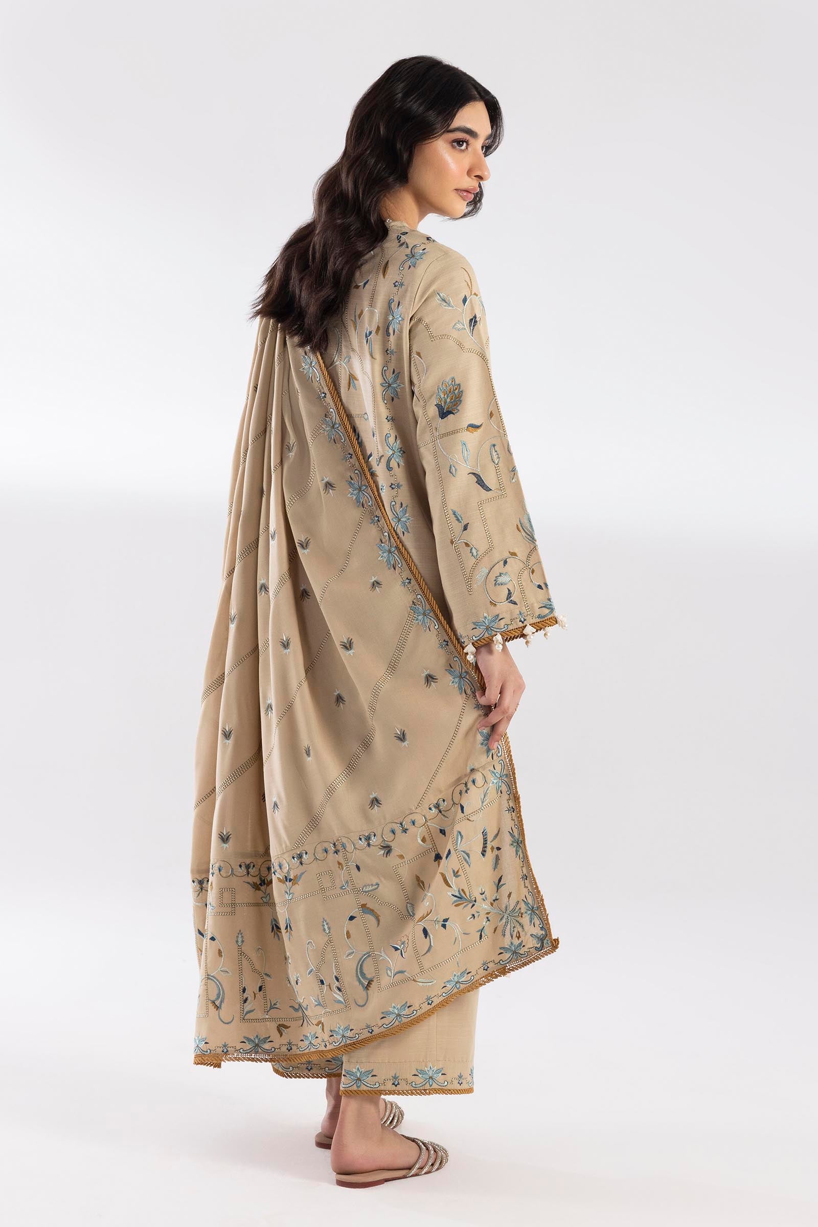 Stitched Embroidered Khaddar Suit Secondary image