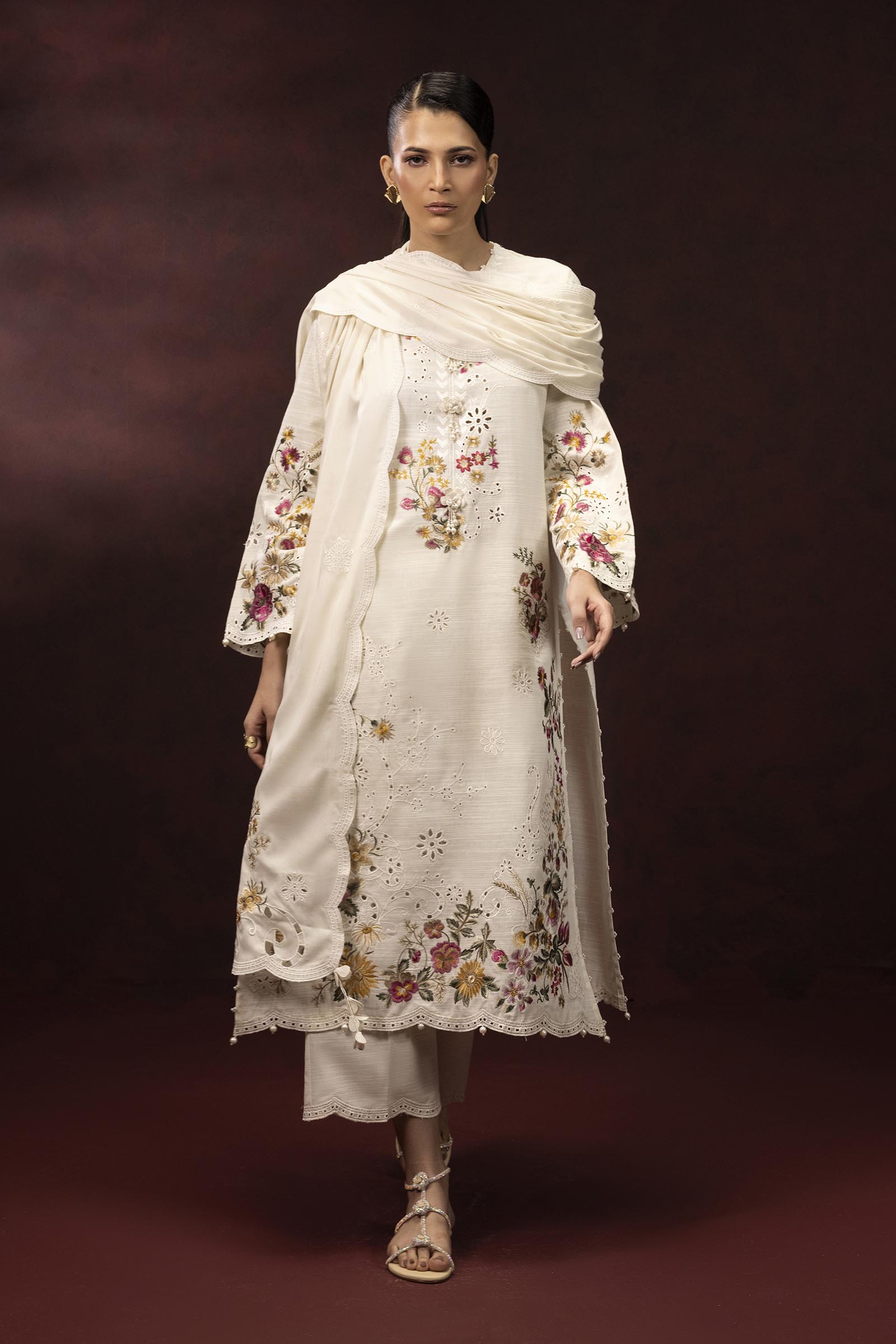 Stitched Embroidered Khaddar Suit Secondary image