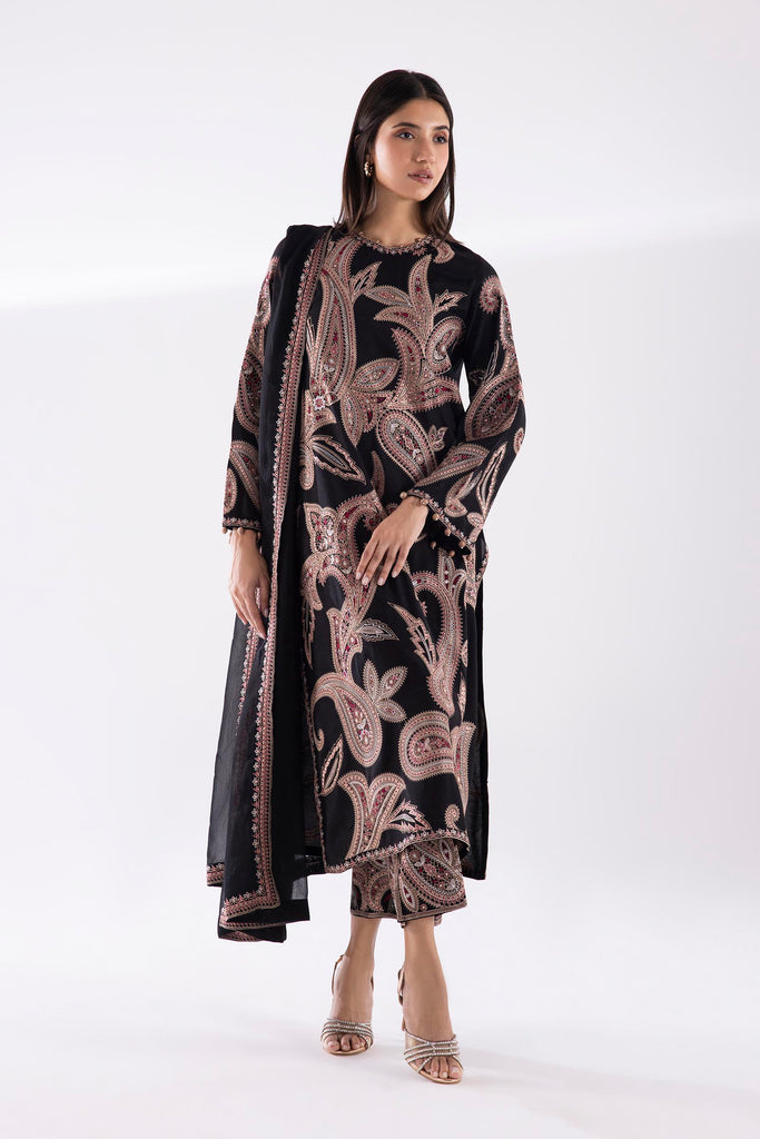 Stitched Embroidered Raw Silk Suit