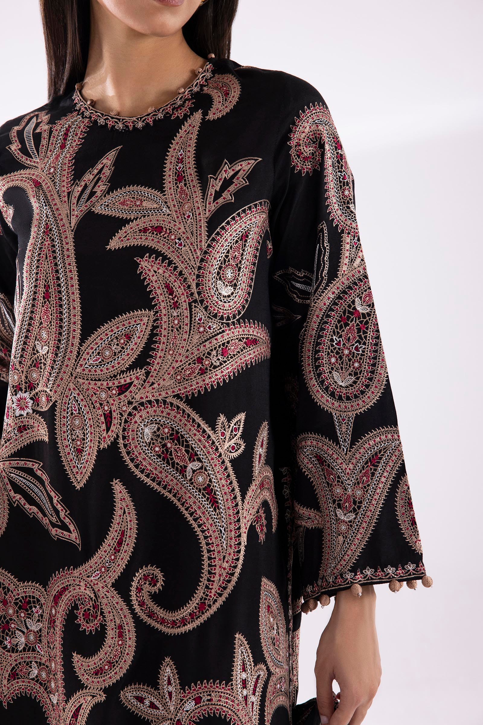 Stitched Embroidered Raw Silk Suit Secondary image
