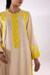 Stitched Embroidered Raw Silk Suit