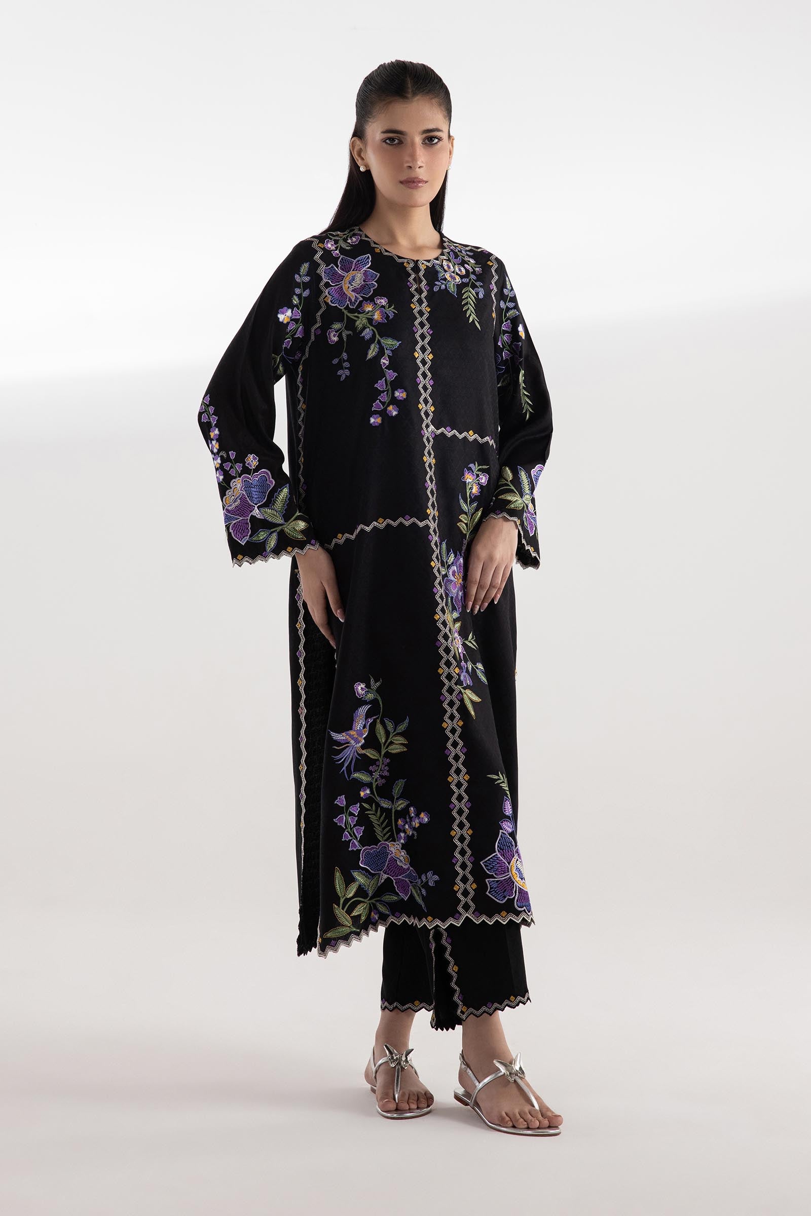 Stitched Embroidered Khaddar Shirt + Culotte Main image