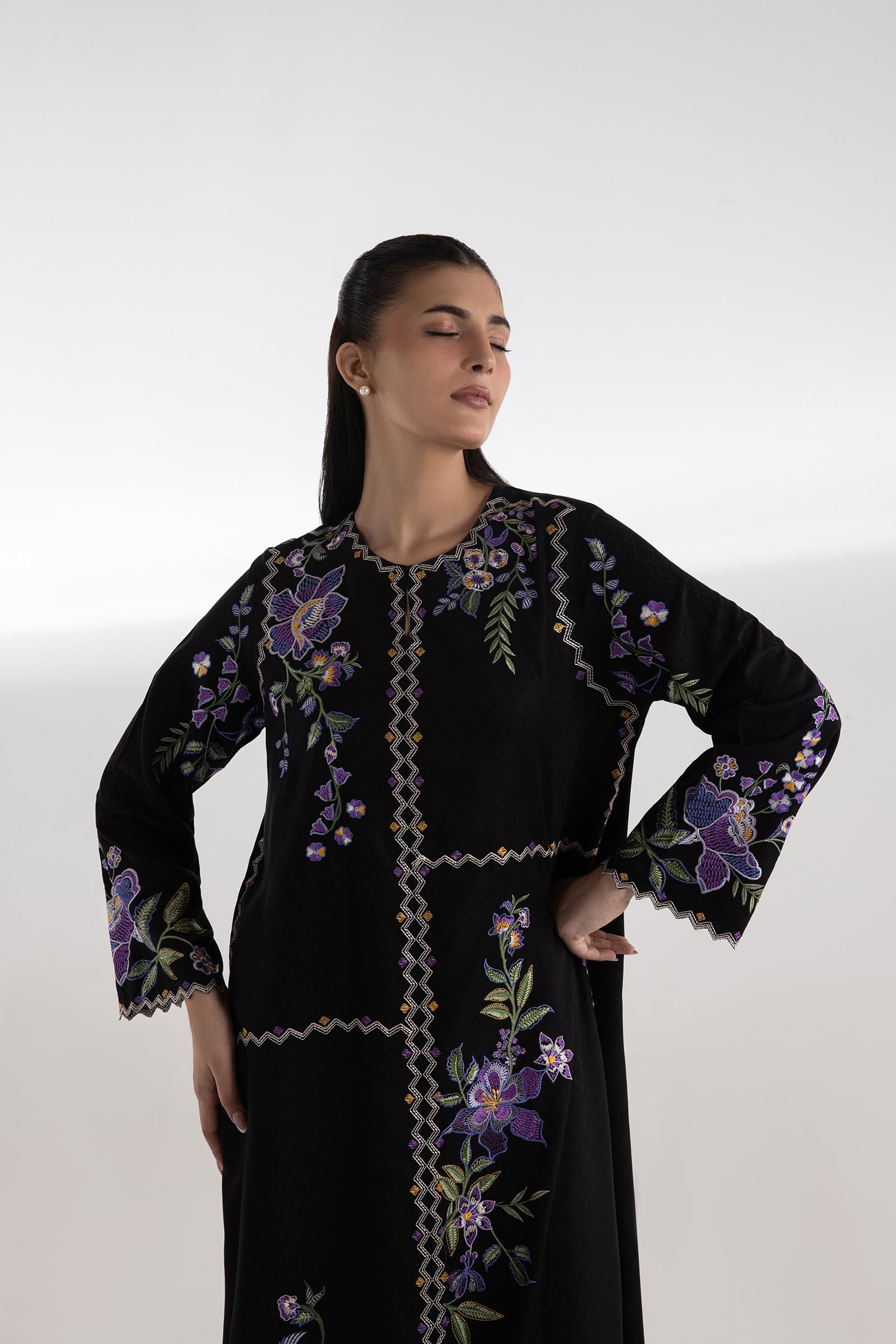 Stitched Embroidered Khaddar Shirt + Culotte Secondary image