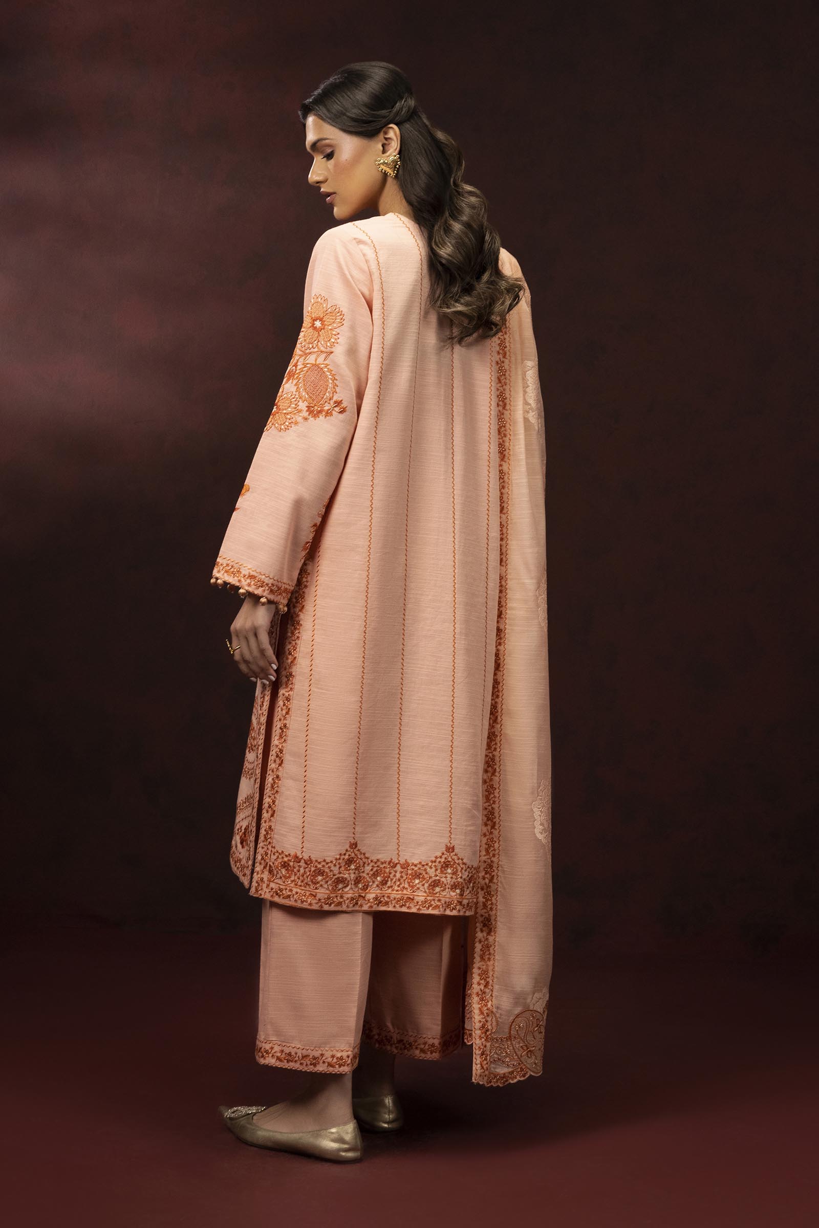 Stitched Embroidered Khaddar Suit Secondary image