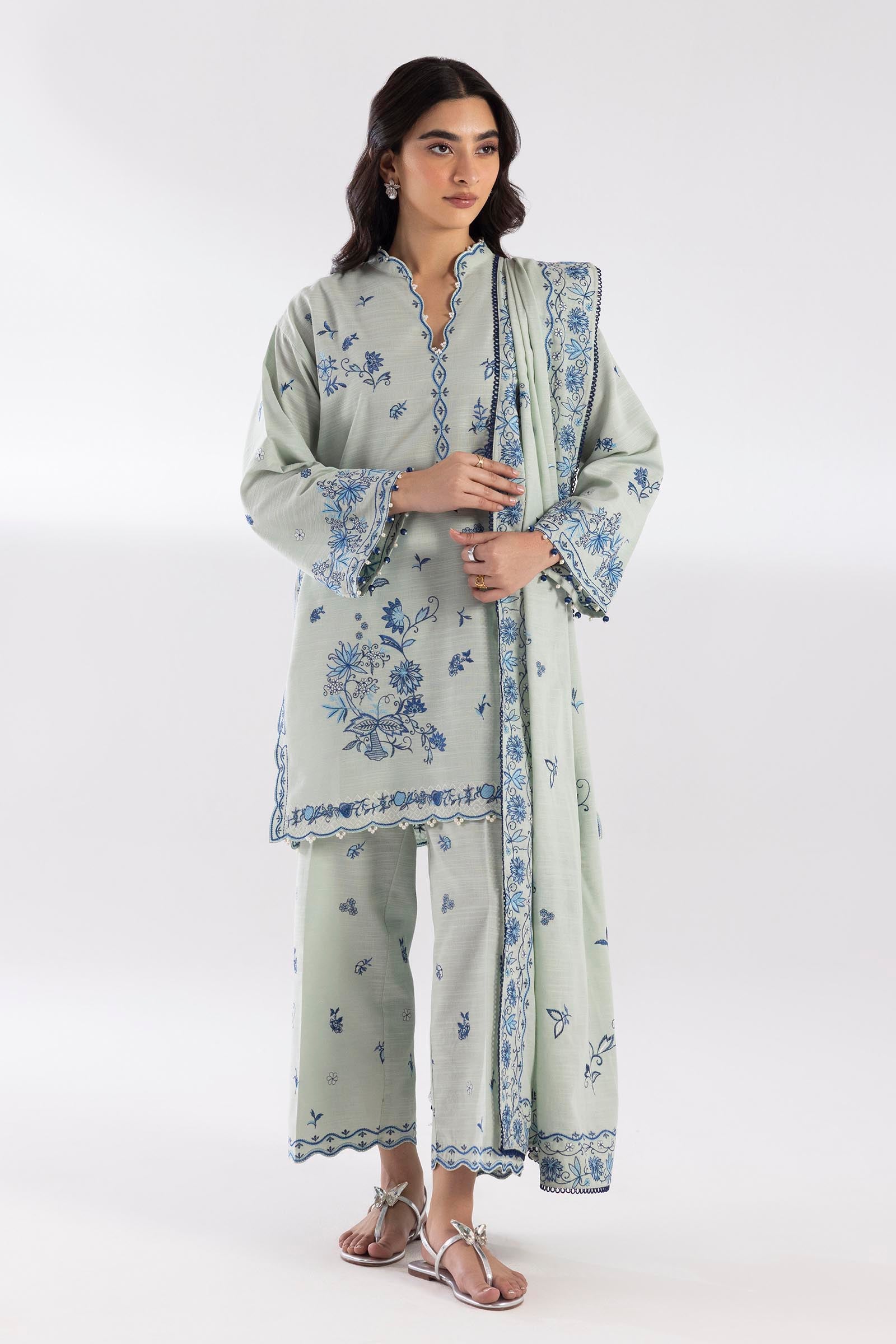 Stitched Embroidered Khaddar Suit Main image
