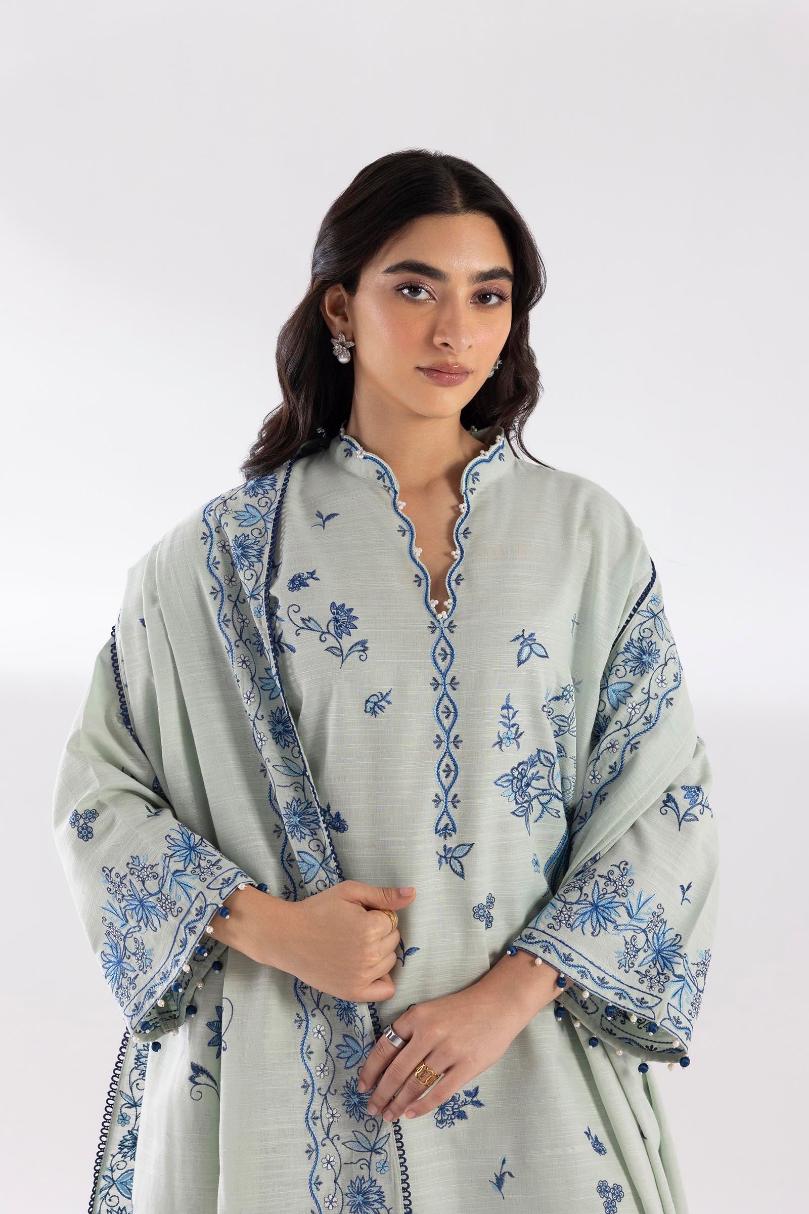 Stitched Embroidered Khaddar Suit Secondary image