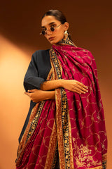 Embroidered Raw Silk Shawl
