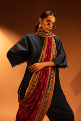 Embroidered Raw Silk Shawl