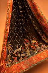 Embroidered Raw Silk Shawl