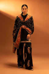 Embroidered Raw Silk Shawl