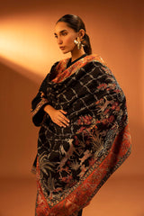 Embroidered Raw Silk Shawl