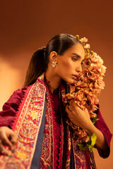 Embroidered Raw Silk Shawl