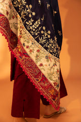 Embroidered Raw Silk Shawl