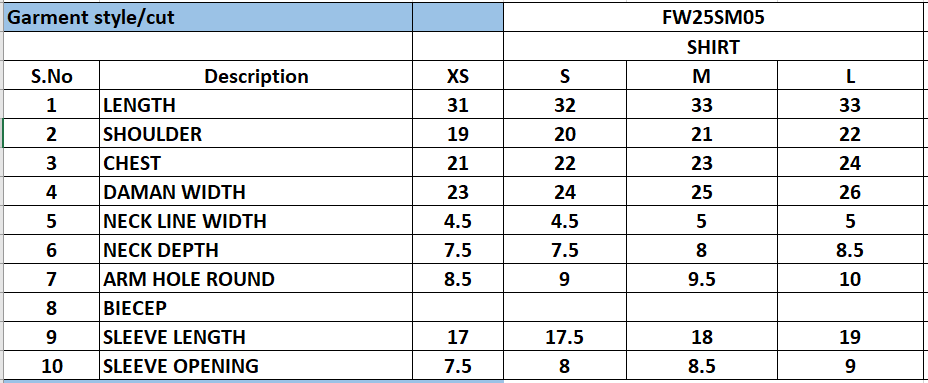 Size Chart