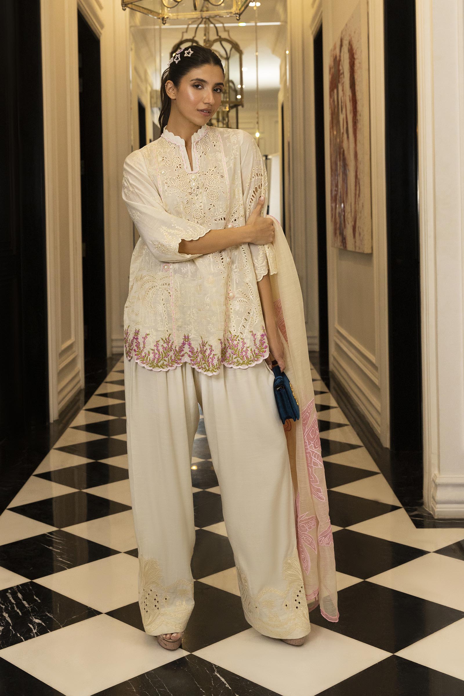 Stitched Embroidered Swiss Cotton Shirt + Shalwar Main image