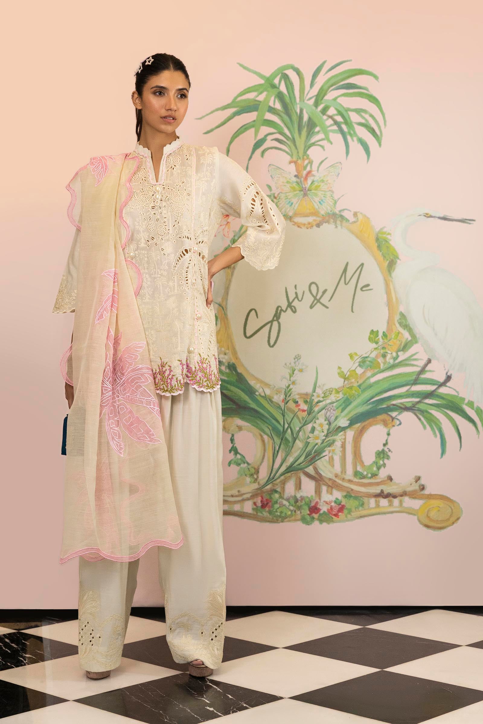 Stitched Embroidered Swiss Cotton Shirt + Shalwar Secondary image