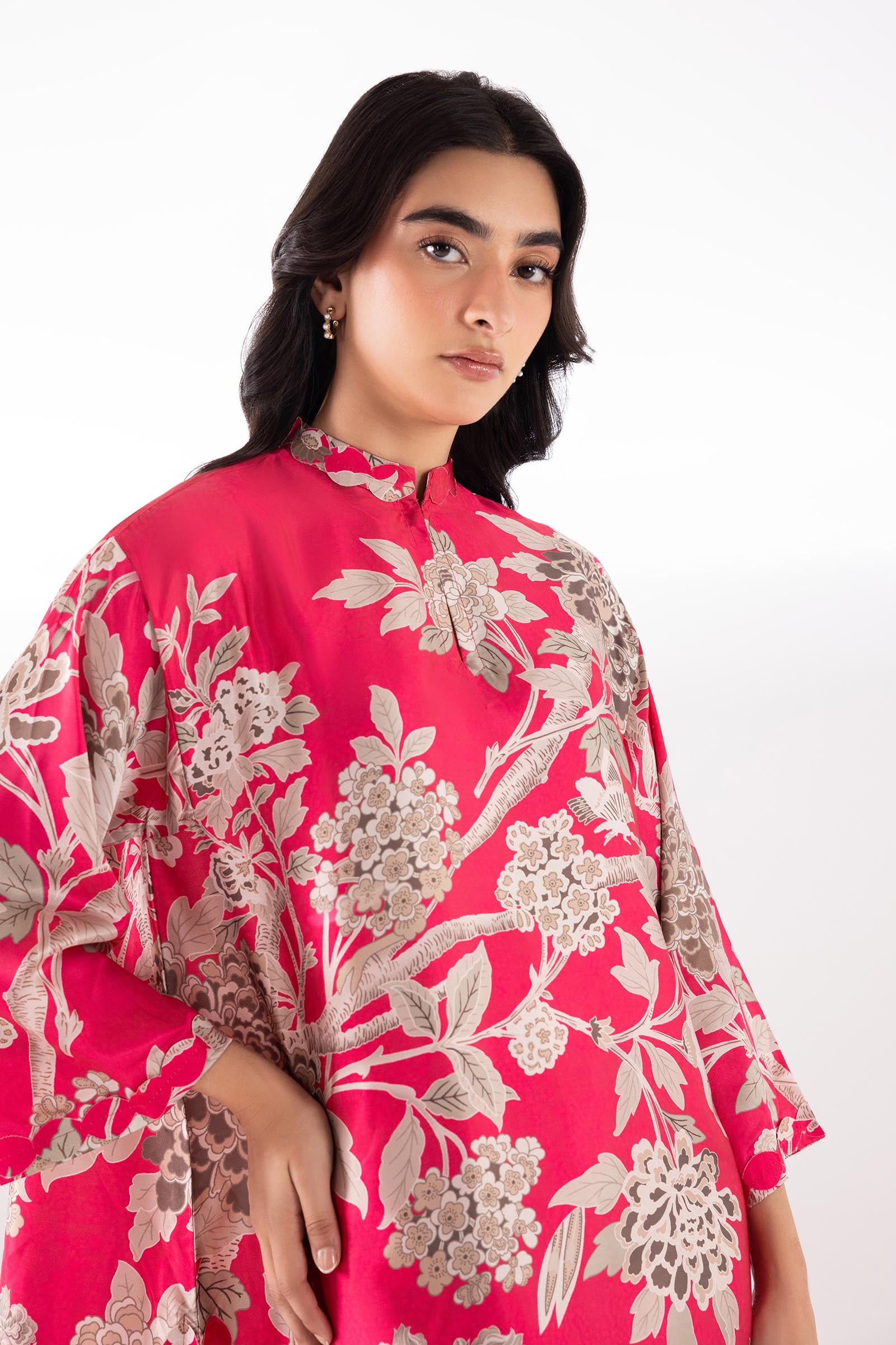Stitched Printed Satin Shirt + Boot Pants Secondary image