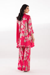 Stitched Printed Satin Shirt + Boot Pants