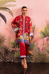Stitched Printed Satin Shirt + Culotte
