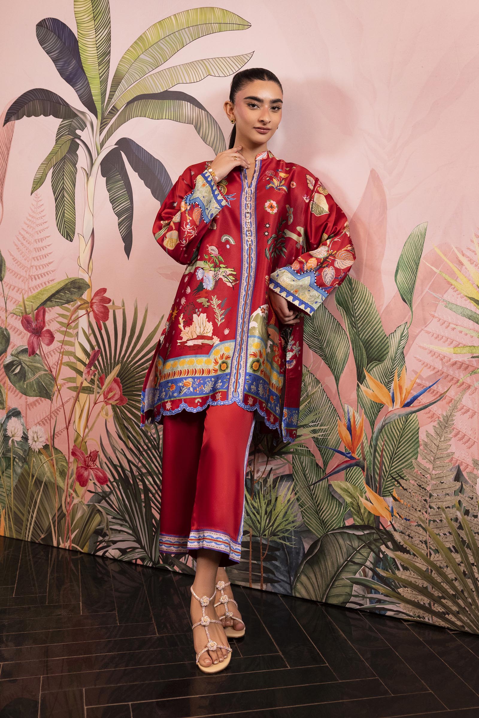 Stitched Printed Satin Shirt + Culotte Main image