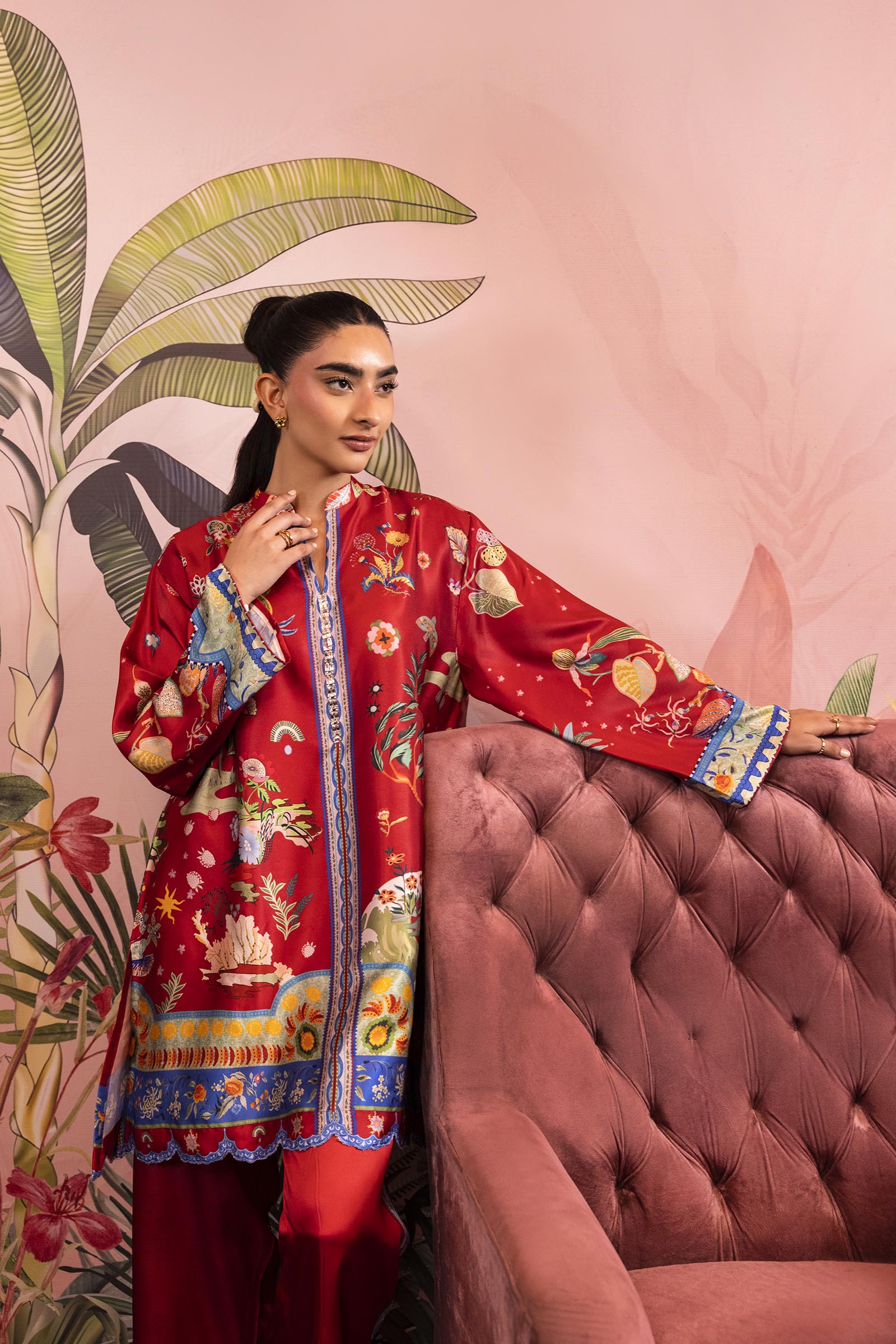 Stitched Printed Satin Shirt + Culotte Secondary image