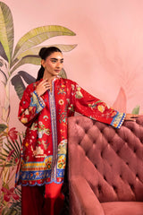 Stitched Printed Satin Shirt + Culotte