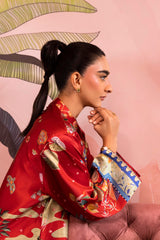 Stitched Printed Satin Shirt + Culotte