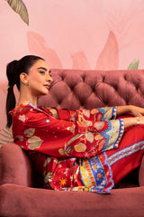 Stitched Printed Satin Shirt + Culotte