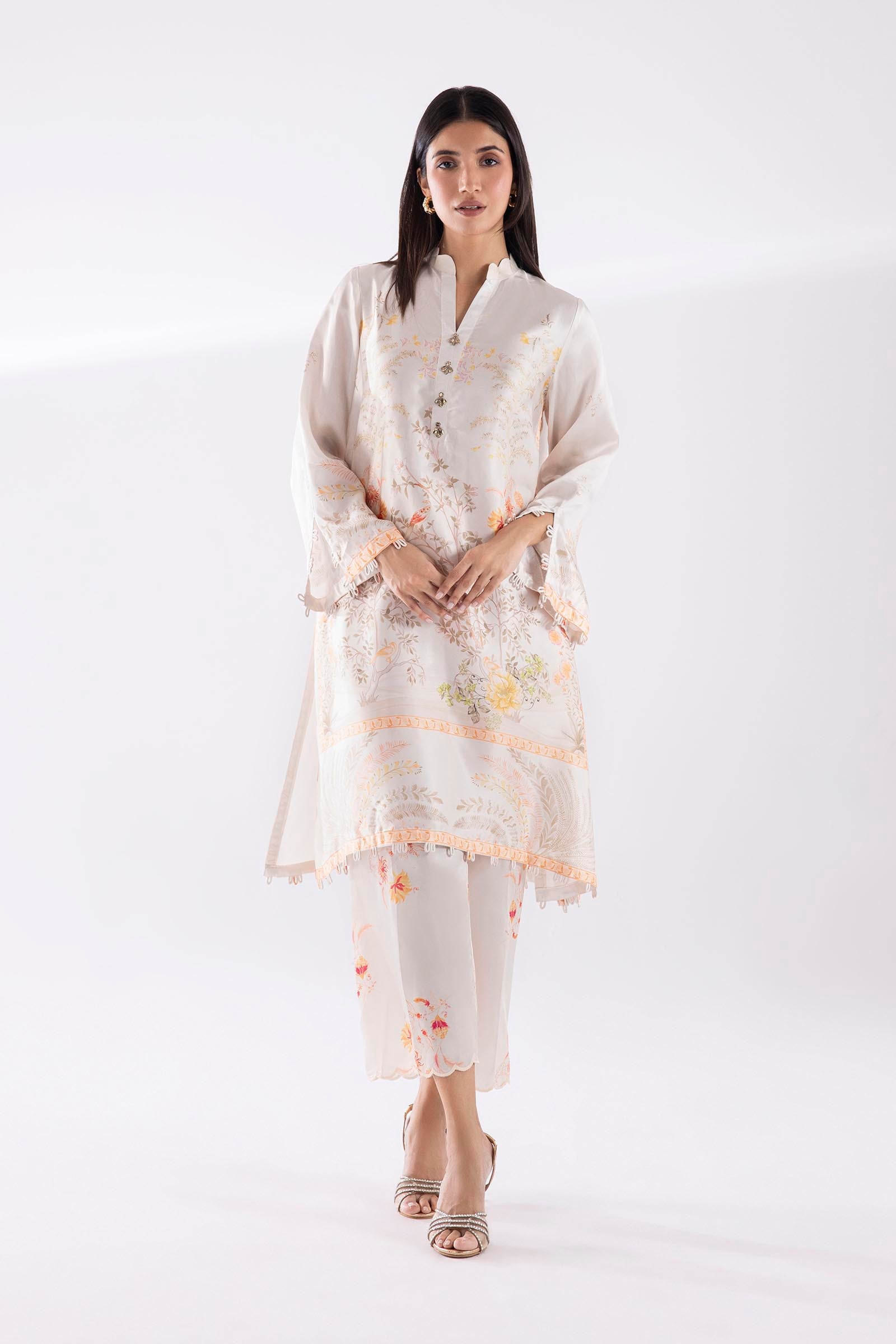 Stitched Printed Satin Shirt + Culottes Main image