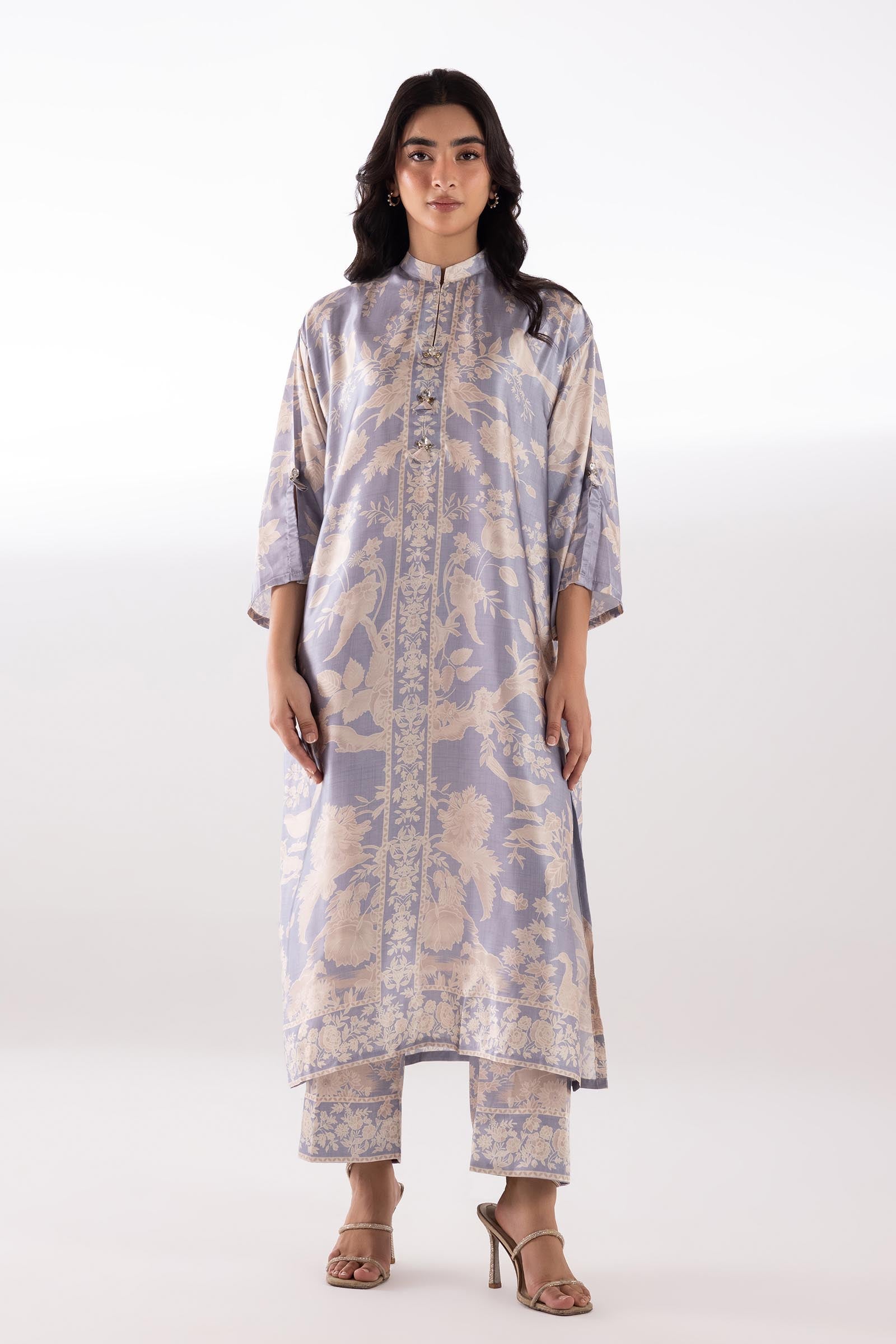 Stitched Printed Satin Shirt + Culotte Main image