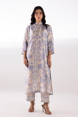 Stitched Printed Satin Shirt + Culotte