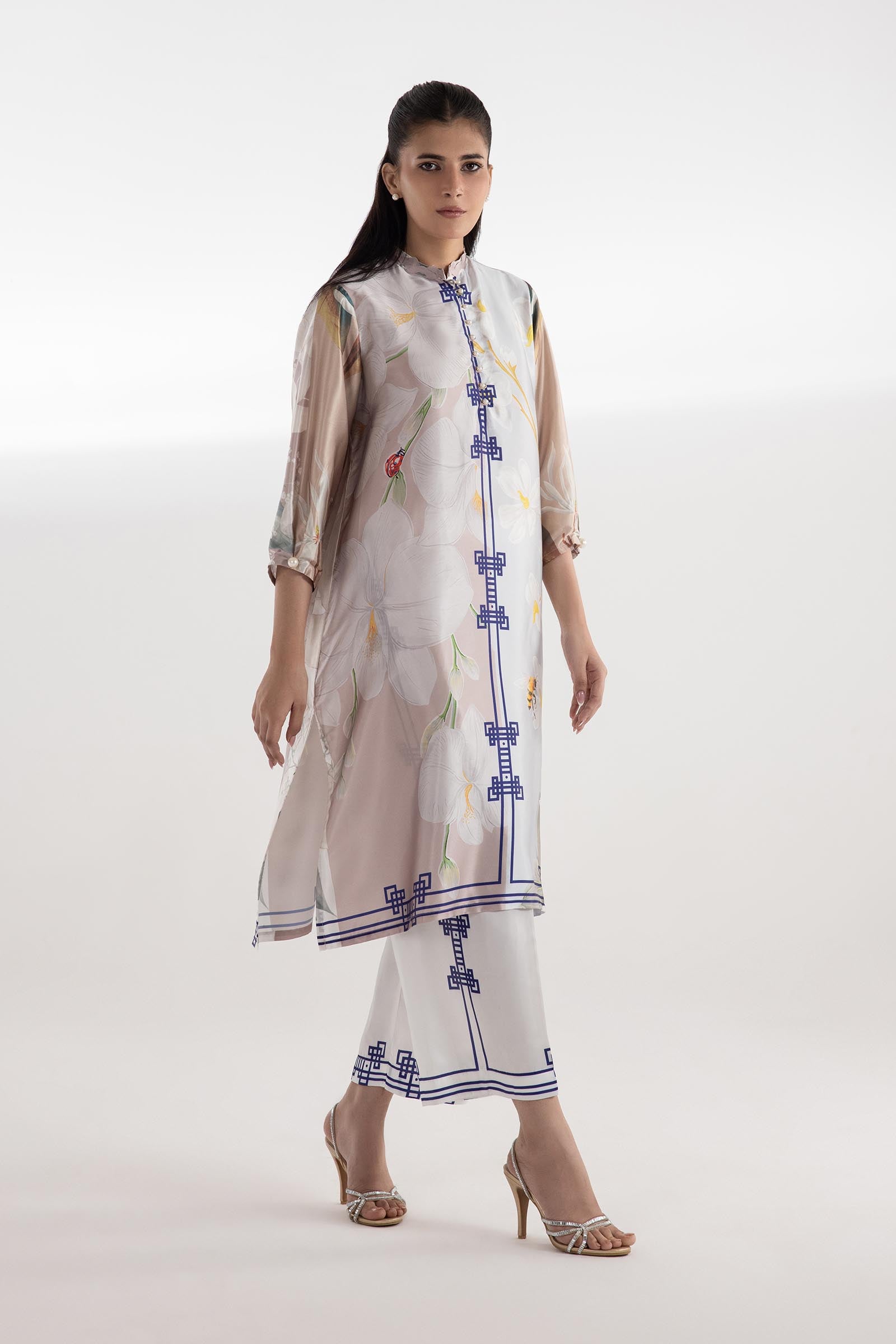 Stitched Printed Satin Shirt + Culotte Main image