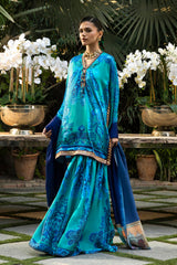 Stitched Embroidered Satin Suit