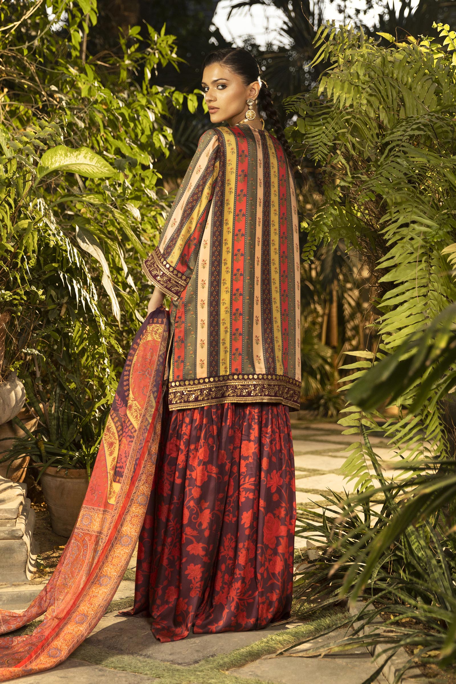 Stitched Embroidered Satin Shirt+ Bottom Main image