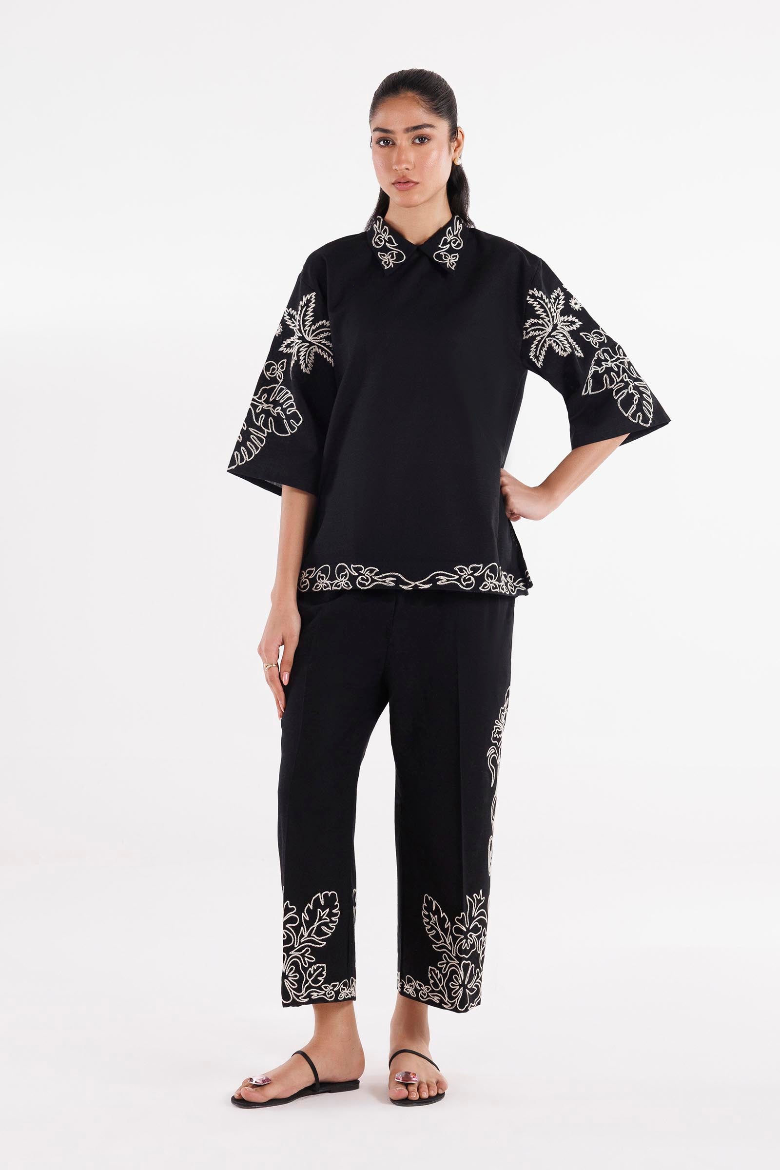 Stitched Embroidered Khaddar Shirt + Culotte Main image