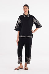 Stitched Embroidered Khaddar Shirt + Culotte