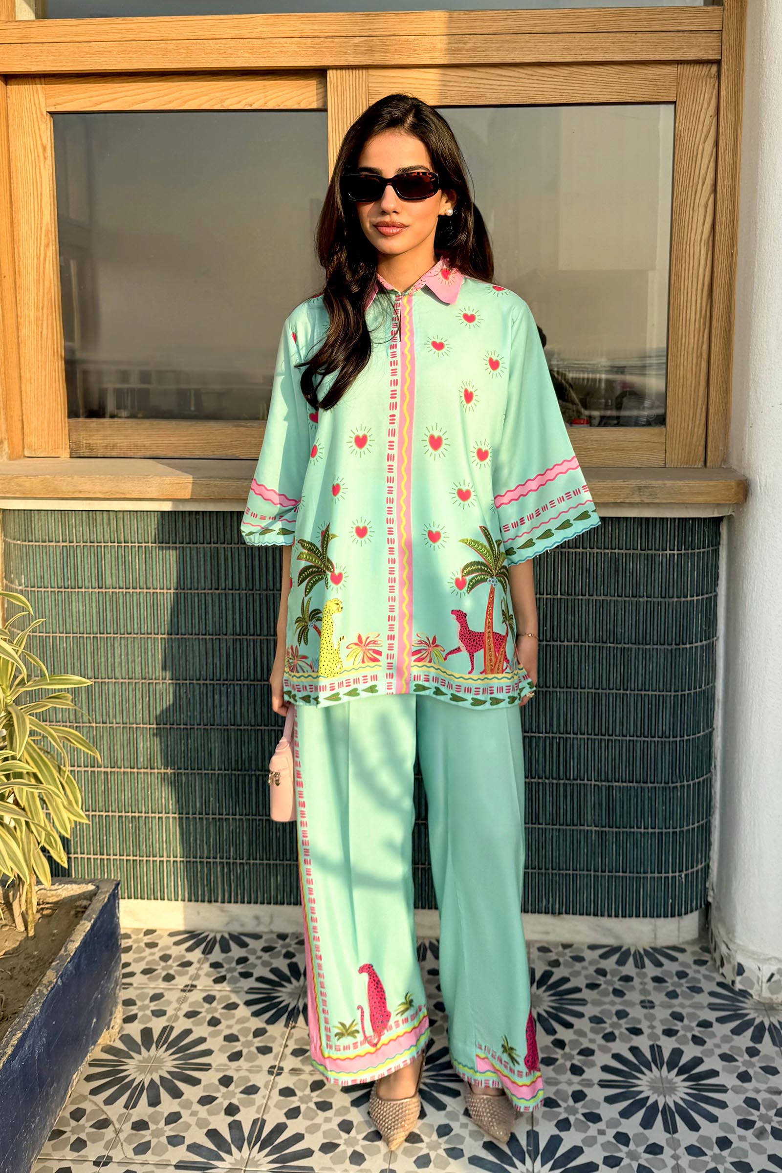 Stitched Printed Lawn West Shirt + Culotte Main image