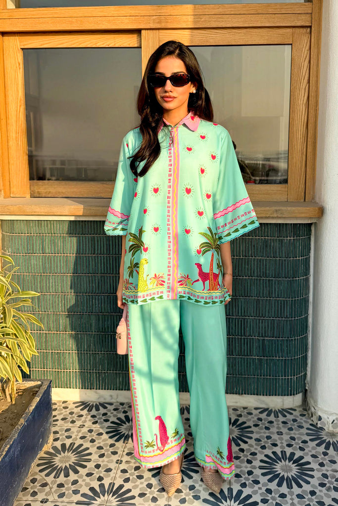 Stitched Printed Lawn West Shirt + Culotte