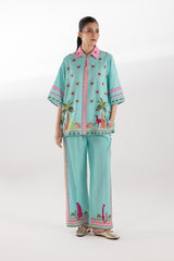 Stitched Printed Lawn West Shirt + Culotte