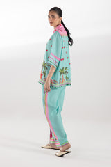 Stitched Printed Lawn West Shirt + Culotte