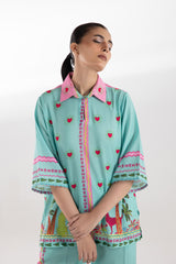 Stitched Printed Lawn West Shirt + Culotte