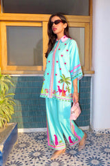 Stitched Printed Lawn West Shirt + Culotte