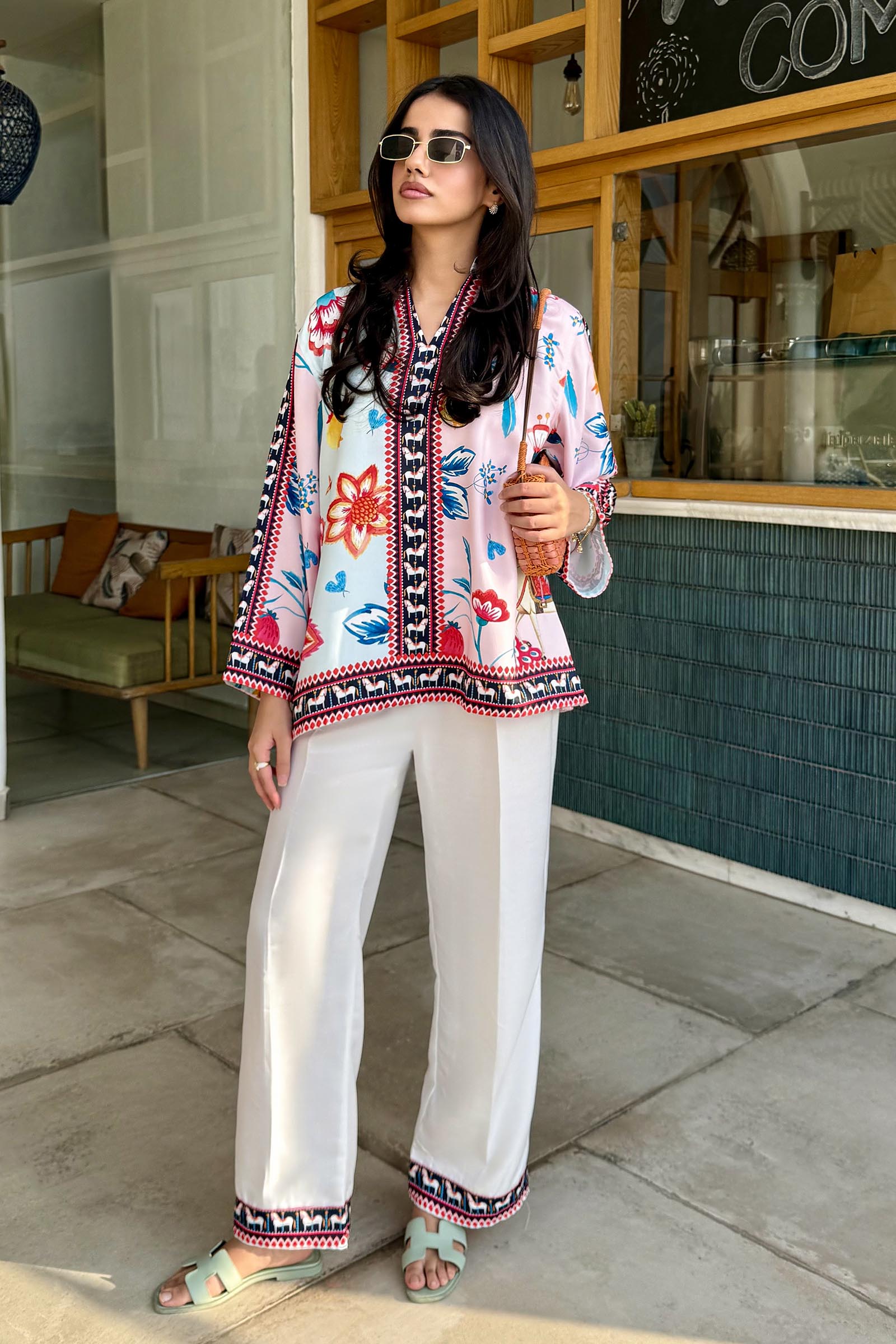 Stitched Printed Dobby Shirt + Culotte Main image