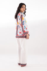 Stitched Printed Dobby Shirt + Culotte