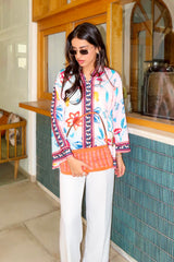 Stitched Printed Dobby Shirt + Culotte